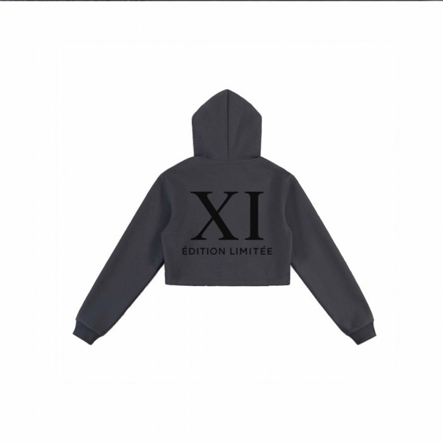 XI Édition Limitée Cropped Zip Hoodie - Charcoal
