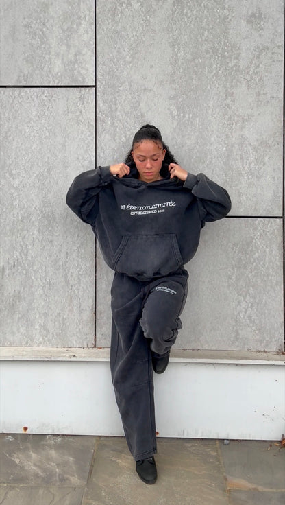 XI ÉDITION LIMITÉE AW26 — Washed Black Hoodie & Sweatpants