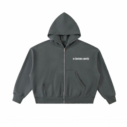 XI Édition Limitée Full Zip Hoodie In Charcoal