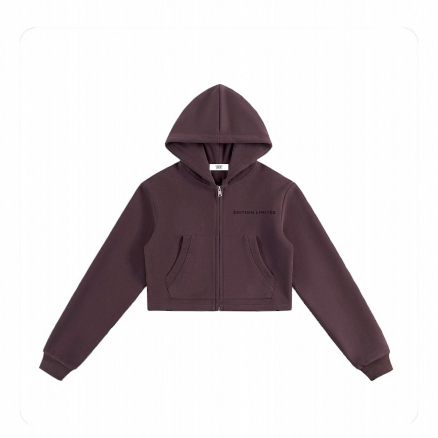 XI Édition Limitée Women's Cropped Zip Hoodie & Sweatpants Set - Burgundy