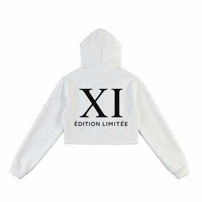 XI Édition Limitée Cropped Zip Hoodie In Grey
