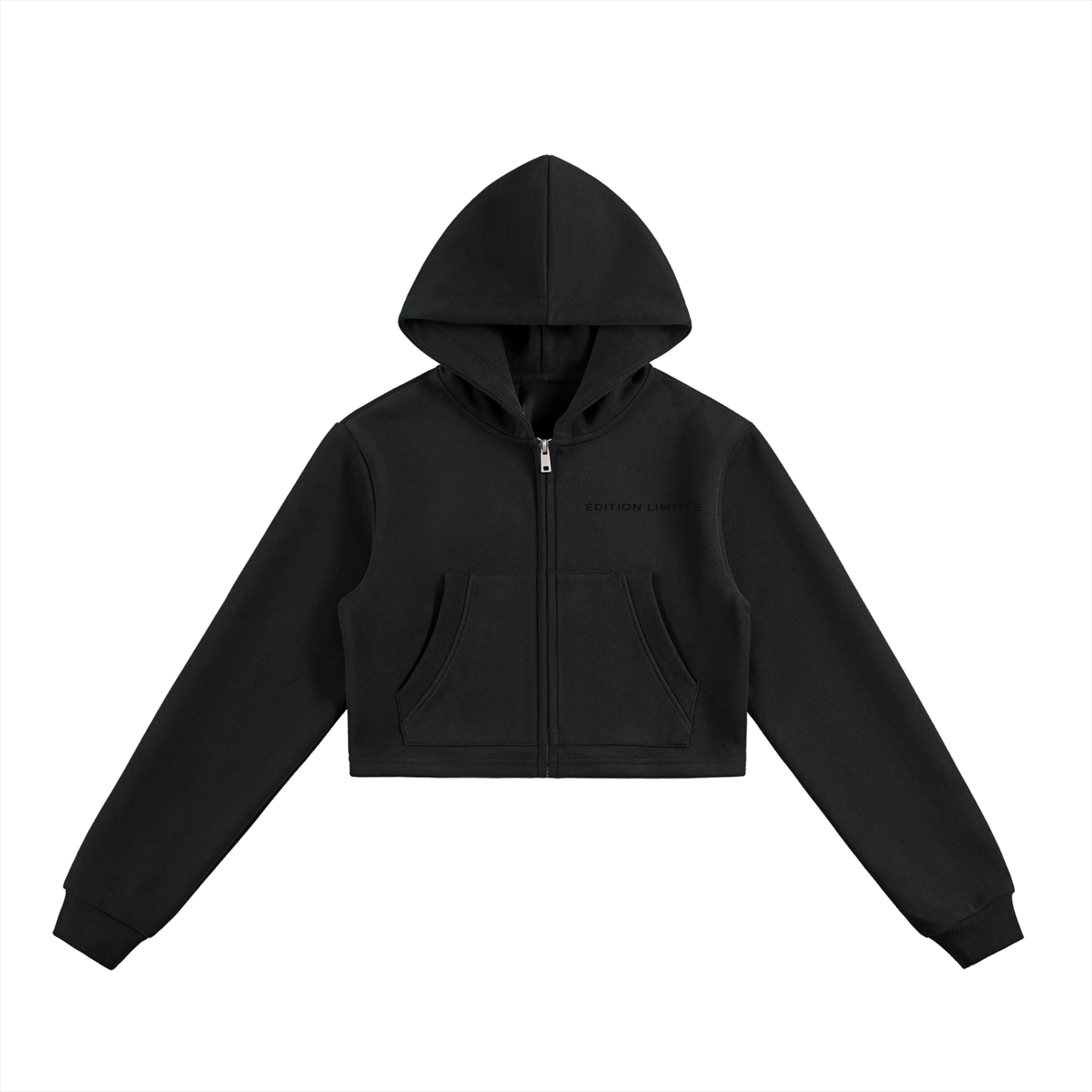 XI Édition Limitée Cropped Zip Hoodie In Black