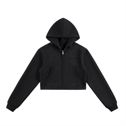 XI Édition Limitée Cropped Zip Hoodie In Black