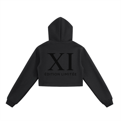 XI Édition Limitée Cropped Zip Hoodie In Black