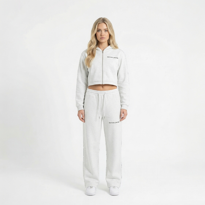 XI Édition Limitée Women's Cropped Zip Hoodie & Sweatpants Set - Grey