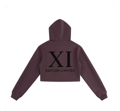 XI Édition Limitée Cropped Zip Hoodie - Burgundy