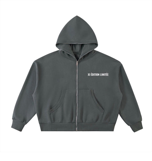 XI Édition Limitée Full Zip Hoodie In Charcoal
