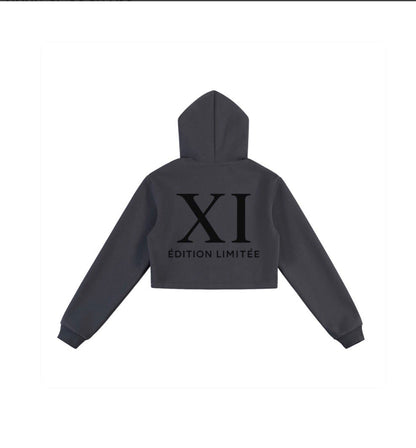 XI Édition Limitée Women's Cropped Zip Hoodie & Sweatpants Set - Charcoal